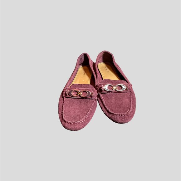Coach Fortunata size 6.5 suede loafers with horsebit logo - Picture 1 of 10
